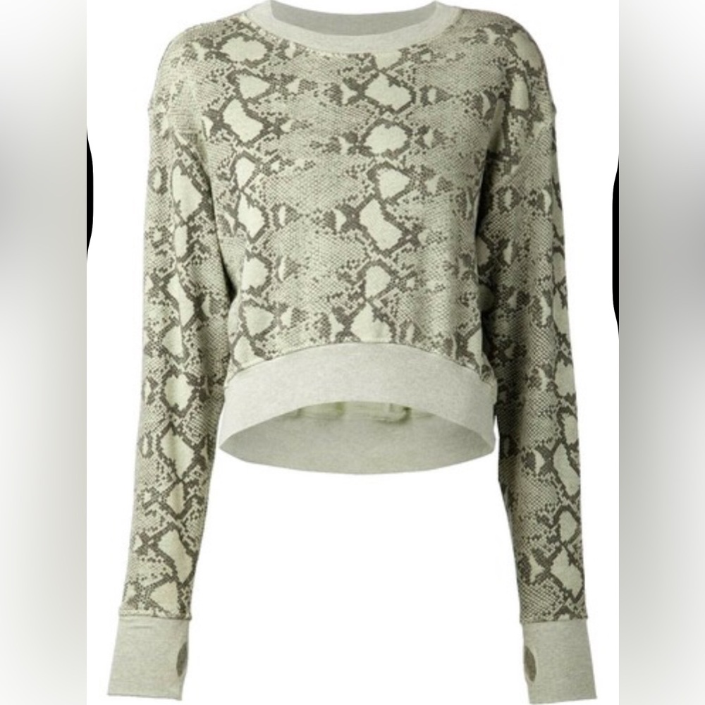 Pam & Gela Python Snakeskin Print Cropped Sweatsh… - image 1